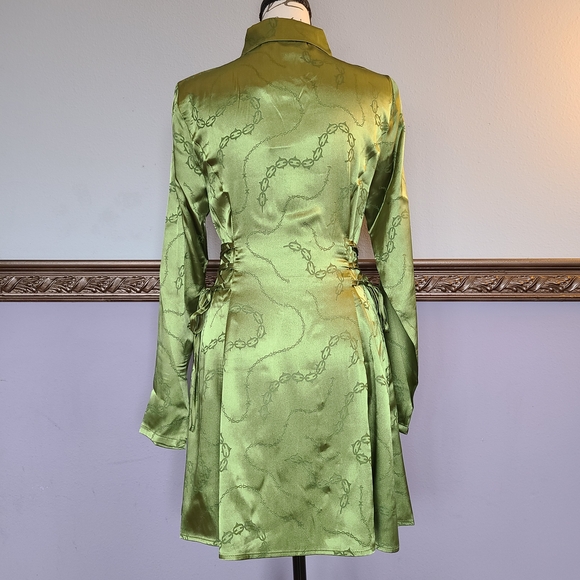 Dangerfield Olive Satin Corset Dress - Picture 8 of 13